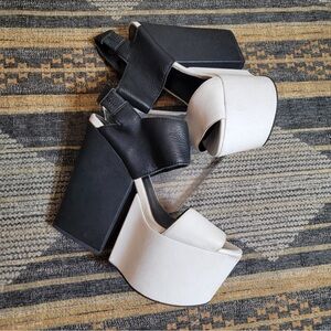 Matiko wedge platforms black and white leather